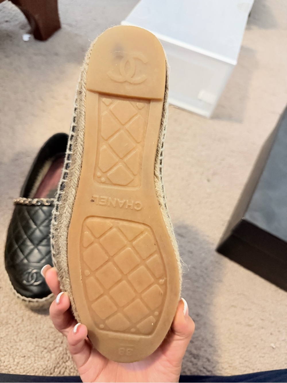 Chanel Quilted Black Leather Espadrilles - Picture 3 of 9